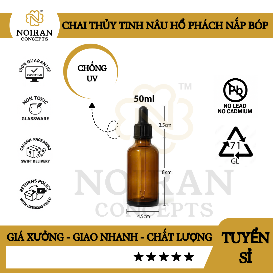 COMBO CHAI THỦY TINH NÂU NẮP BÓP NHỎ GIỌT 30ML