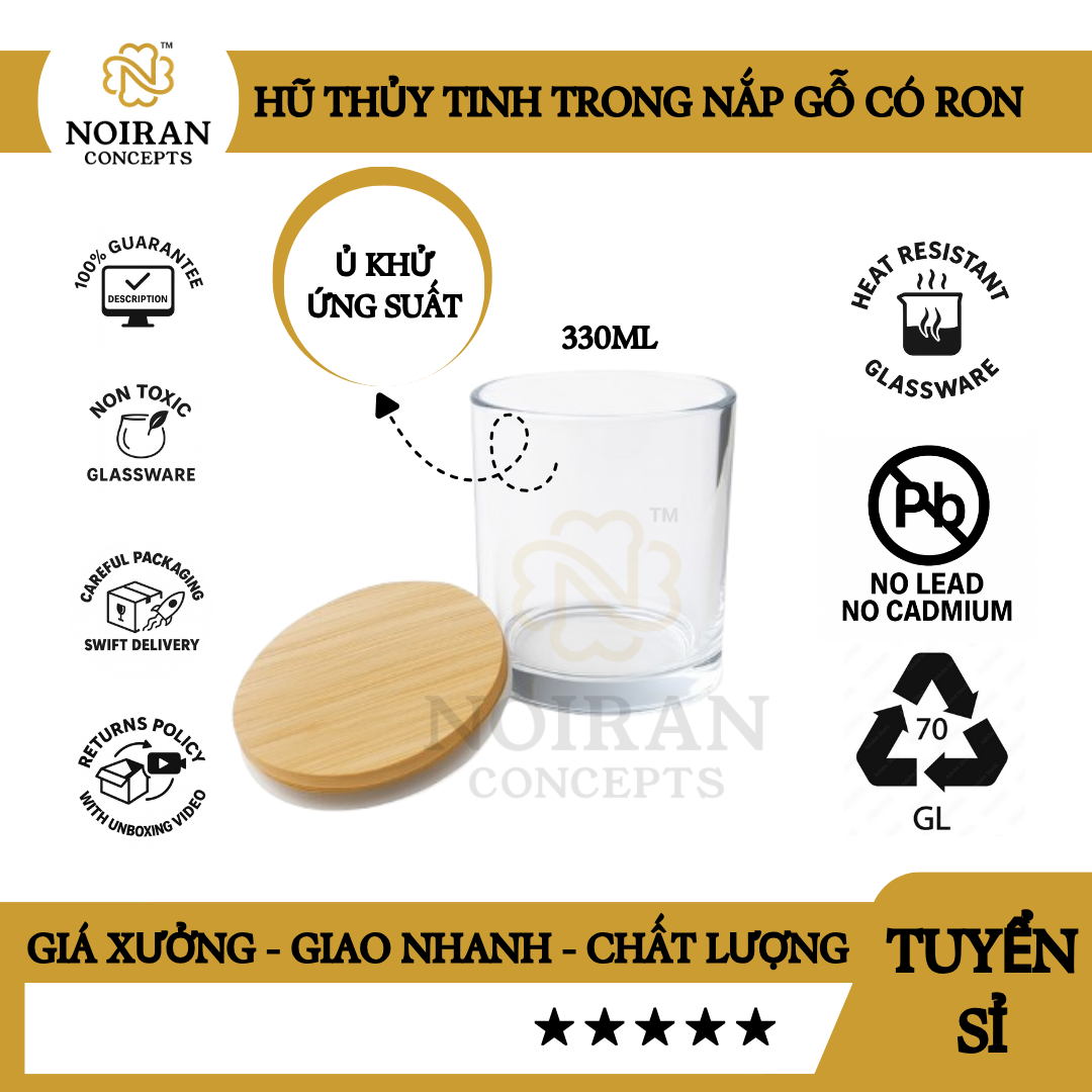 COMBO HŨ THỦY TINH TRONG NẮP GỖ 330ML - Ảnh 2