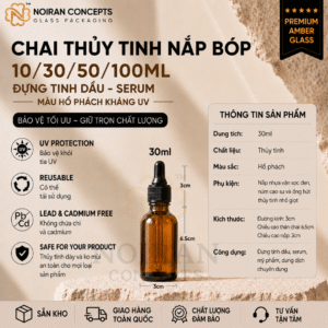 Chai thủy tinh nâu nắp bóp 30ml đựng tinh dầu serum chống tia UV của Noiran Concepts