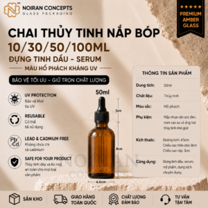 Chai thủy tinh hổ phách nắp bóp đựng tinh dầu serum 5ml 10ml 30ml 50ml 100ml chống tia UV