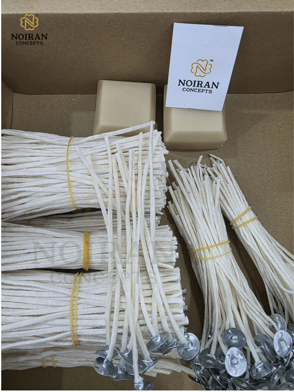 Bấc cotton đã chuốt sáp ong gắn đế bấc mạ điện Noiran Concepts