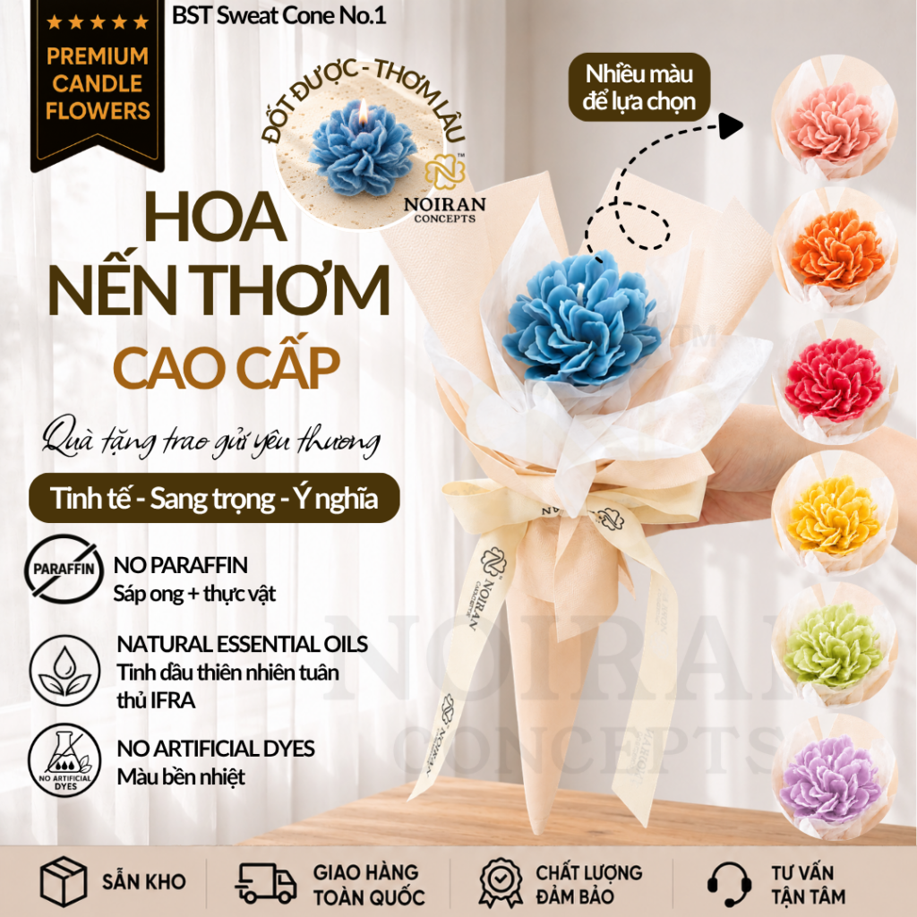 Bông hoa nến thơm Sweet Cone No.1 cao cấp của Noiran Concepts với thiết kế thủ công tinh tế